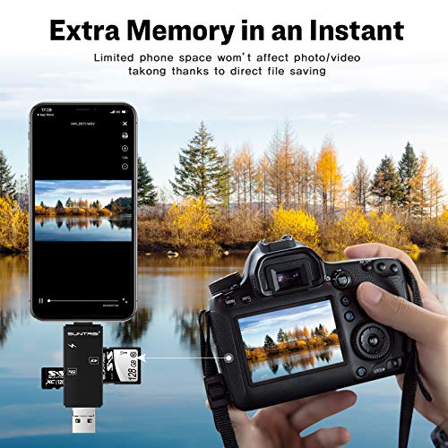 suntrsi TF/SD Card Reader compatible with iPhone/OTG Android/Computer, Micro SD Card Reader compatible with iPhone/iPad Charging,Compatible to SD Card Camera Adapter "x disk" - Thumbnail 6