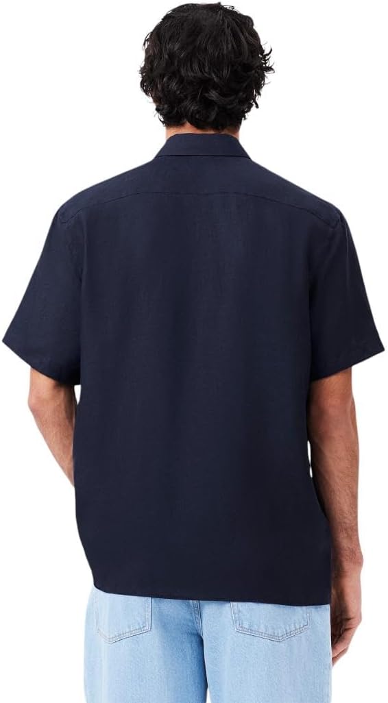 Lacoste Men's Regular Fit Linen Casual Button Down - Image 3