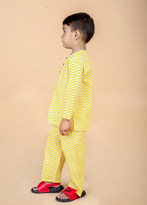 Image of Boys Cotton Night Suit | Jaipur Handblock Print Pajama Set for Kids | Boys Sleepwear | Kids Pajama Set | Baby & Toddler Sleep Suit | Combo Pack of 2