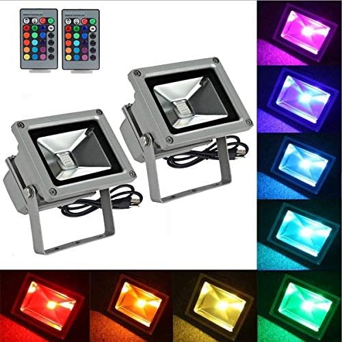 2 Pack, RGB Flood Light 16Colos Changing Security Light,Outdoor LED Lights,16 Colors