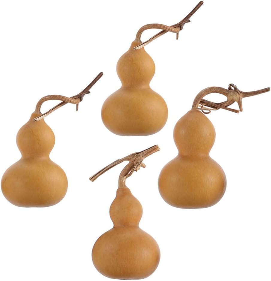 Abaodam 4pcs Natural Gourd Figurine Luck Gourd Wu Lou Statue Chinese Hu Lu Sculpture Home Feng Shui Decor Prosperity Decoration for Car Interior Office Desktop Decor for Prosperity and Good Luck