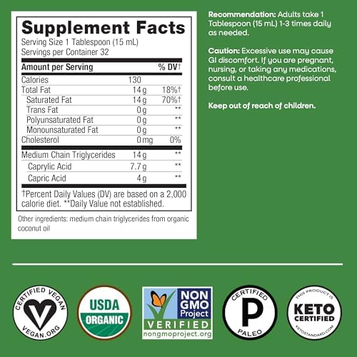 GREENLIFE 100% Potency Pure Source MCT Oil from Coconut- Certified Paleo, Certified Vegan- Non-GMO Project Verified, Vegetarian, Gluten-Free, 16 Fluid Ounce (Packaging May Vary) 6