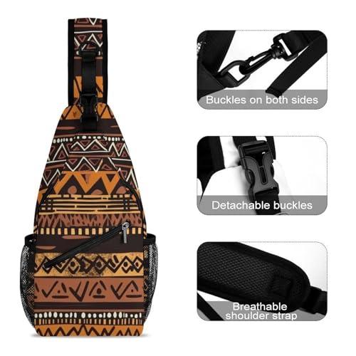 Mochila bandolera tribal africana para trekking y uso casual miniatura 3