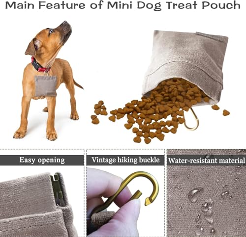 Sheryl&Rain Leckerlibeutel für Hunde, Freihändige Hundeleckerlitasche mit Verschluss, Kleine Futterbeutel für das Hundetraining mit Karabiner, Welpen Leckerlitasche für Hunde für Hundetraining