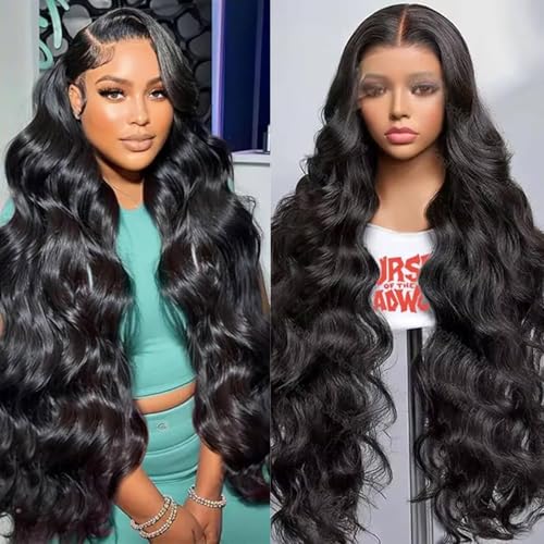 Arqyu Lace Front Wigs Human Hair 200% Density HD Lace Front Wigs Human Hair Pre Plucked Natural Color Glueless Wig (13x6 lace wig 32 INCH)