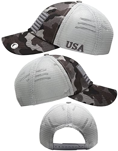 Image of Antourage American Flag Unconstructed Unisex Mesh Snapback Baseball Hat Cap for Men and Women +2 Patriotic Patches Included