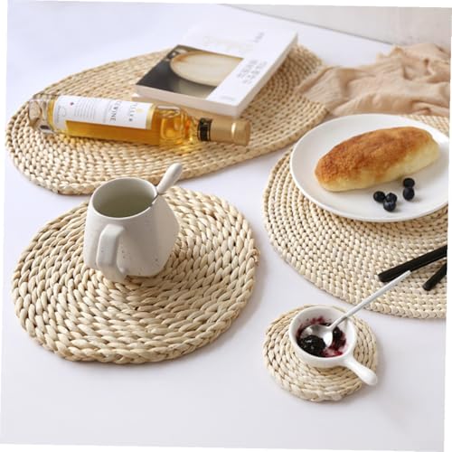 Set Table Paille Tressée Naturel UKCOCO pour Repas Conviviaux - 4