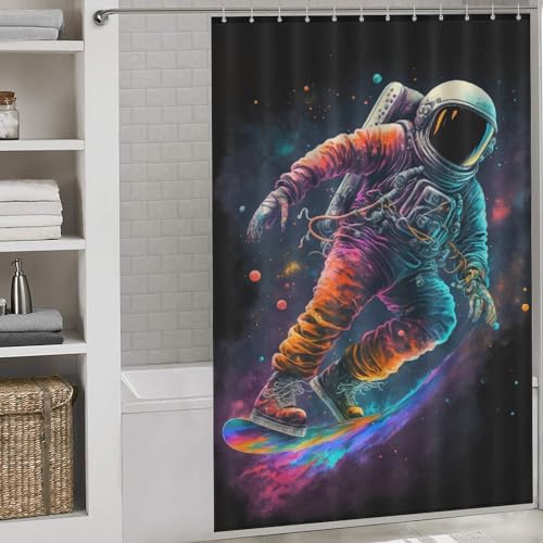 Rideau de douche astronaute polyester lavable imperméable pour cabine douche et maison - 2