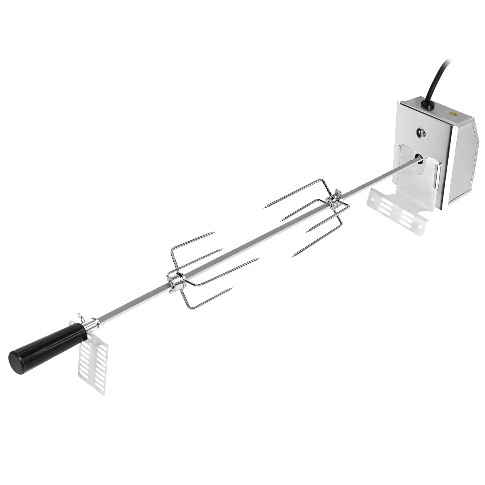FIVMEN Spiedino girevole in acciaio inox, 117 cm, con motore e 2 aghi per carne, set di spiedo elettrico per barbecue a gas, accessori per barbecue a gas, 220 V-240 V