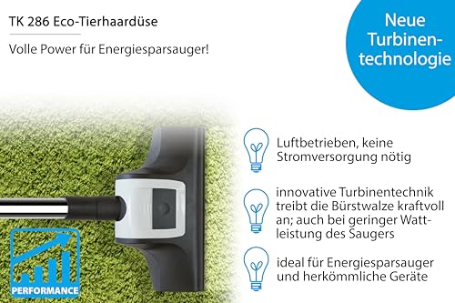 Eco-Tierhaardüse TK 286 von Wessel-Werk | Turbobürste | Ideal für Haustierbesitzer und Allergiker | entfernt Katzen- und Hundehaare | Ideal für Energiesparsauger | inkl. Reinigungszubehör