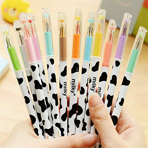 Pack 12 bolígrafos gel diseño vaca colores variados miniatura 2