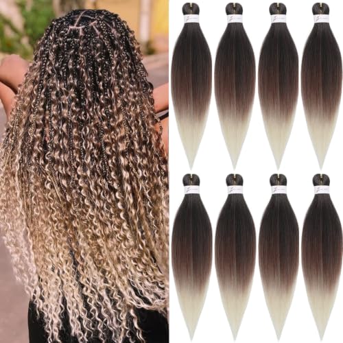 Zoewan Ombre Pre-Stretched Braiding Hair Synthetic 18 Inch 8Packs 1B/30/613