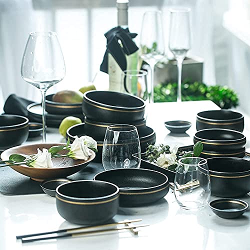 Geschirr Set Geschirr SetKlassisches 21-teiliges Tafelservice, kreatives Porzellan-Geschirrset mit Tellern, Schüsseln und Schüsseln, Tafelservice aus Keramik mit schwarzen und goldenen Seiten für Küc 4 Geschirr Set Geschirr SetKlassisches 21-teiliges Tafelservice, kreatives Porzellan-Geschirrset mit Tellern, Schüsseln und Schüsseln, Tafelservice aus Keramik mit schwarzen und goldenen Seiten für Küc