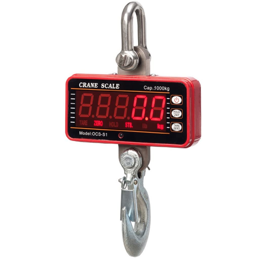 LKLNKVL Hanging scale, Industrial Heavy Duty Hanging Scale 500Kg/ 1100Lb High Precision Digital Crane with Remote LCD Backlit Tare Function(Red,500KG/10kg)