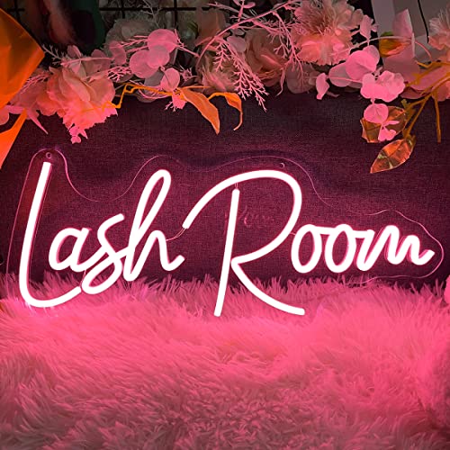Image of Lash Room Neon Sign For Spa Beauty Room Nail Brows Lashed Salon Studio LED Wall Art Decor For Business Stores Logo Barber Shops Led Word Indoor Custom Neon Lights 5V USB Powered Peach Pink 40x14.55cm