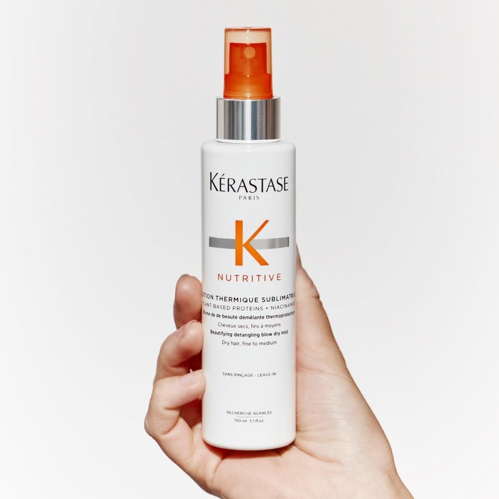 KÉRASTASE Nutritive - Lotion Thermique Sublimatrice - Spray Thermoprotecteur & Démêlant - Niacinamide, Protéines Végétales & Lipides Nourrissants - Cheveux Secs à Très Secs, Fins à Moyens - 150 ml