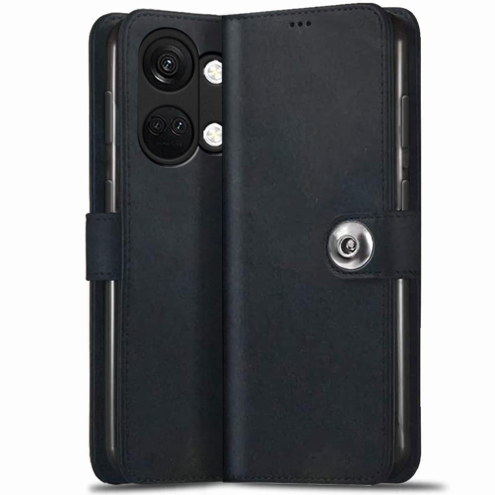 TheGiftKart Genuine Leather Finish Flip Back Cover Case for OnePlus Nord 3 5G | Inbuilt Pockets & Stand | Wallet Style | Designer Button Magnet Flip Cover Back Case for OnePlus Nord 3 5G (Black) (B0C9ZZGL3K) Amazon Price History, Amazon Price Tracker