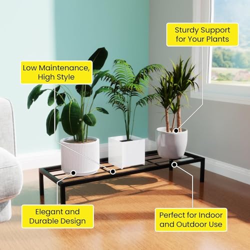 Image of Giore 24 Inch Heavy-Duty Thick Metal Plant Stand (Set Of 4) /Plant Stand for Indoor & Outdoor | Plant Stand for Balcony, Garden /Patio, Apartment /Home Decoration | Anti Rust Plant Shelf | Metal Planter Black