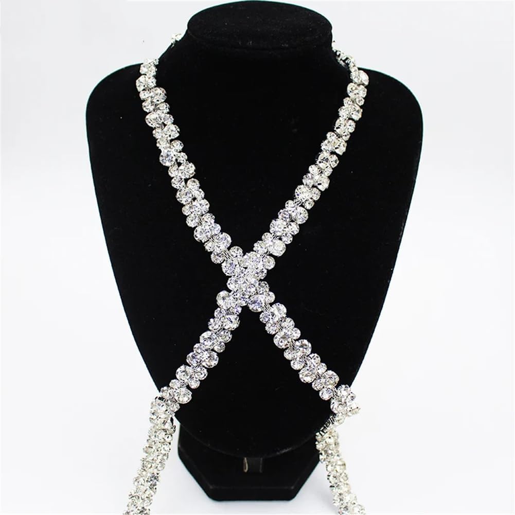 1/5Yards Full Crystal Metal Chain Decoration Rhinestone Trim for Clothing Shoes Bags Gold 5 Yards