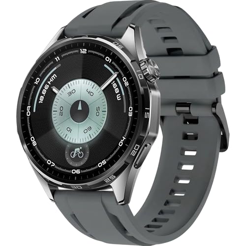 Image of 22mm Silicone Watch Band Compatible with Huawei Watch GT 6 46mm Strap,Multi-hole Design Straps with Black Metal Connector and Buckle Compatible with Amazfit Balance 2 Bands