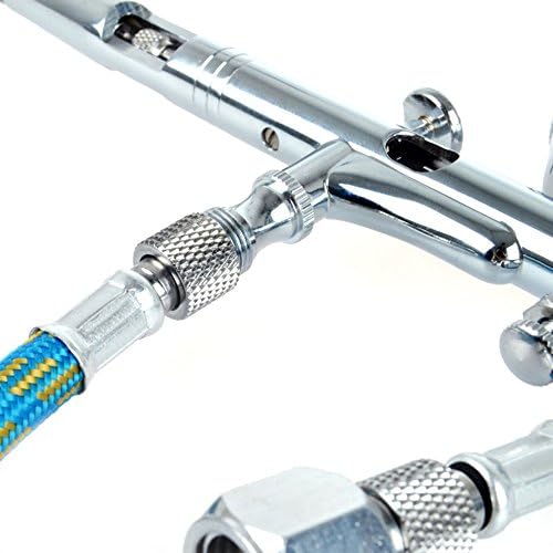 Pinkiou Airbrush Hose Premium Nylon Braided Hose 6 Foot with Standard 1/8" Size Fitting and 1/4" Size Fitting