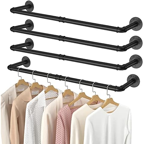 Elibbren Kleiderständer, Wandhalterung, industrieller Rohr-Kleiderständer, 97 cm, zum Aufhängen, robuster Eisen-Kleiderständer Cover