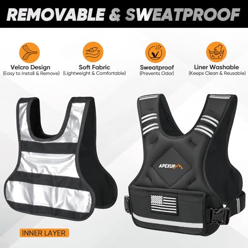 Image of APEXUP Adjustable Weighted Vest, 4-10lb /12-18lb /20-32lb Vest with 6 Ironsand Weights and Large Pocket, Weight Vest for Men Women Strength Training, Running, Walking
