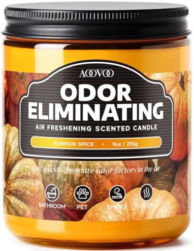 AOOVOO Pumpkin Spice Odor Eliminating Candle - 9 oz Fall Candles for Home