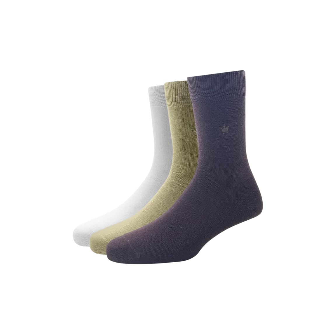 louis philippe Cotton Full Length Men's Plain Pattern Socks (Pack Of 3) - White, Beige & Brown-picture-22
