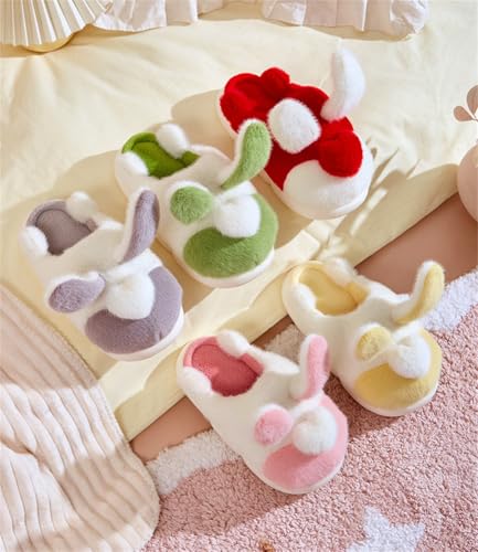 Epsion Women's Cute Long Ear Bunny Cotton Slippers Plush Fuzzy Anti Slip Thick Sole House Shoes2