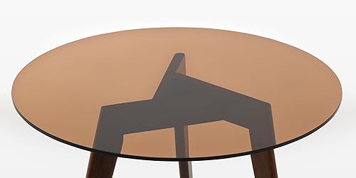 Miniatura 8 de MCombo Mesa redonda de vidrio de 22 pulgadas, vidrio templado con acabado de ondas de agua, borde pulido plano de 1/4 pulgadas de grosor, parte