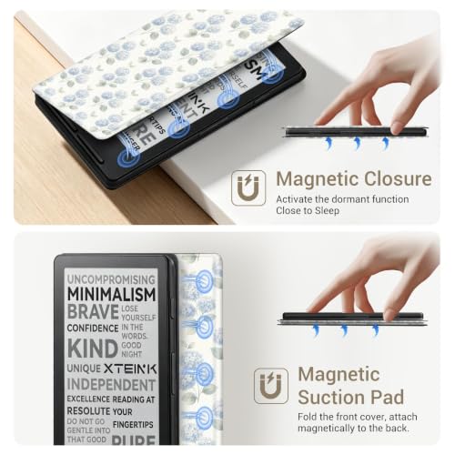Image of CoBak Magnetic Case for XTEINK X4, Ultra-Lightweight Protective Cover for Xteink X4 E-Reader, Secure Magnetic Attachment(Hydrangea)