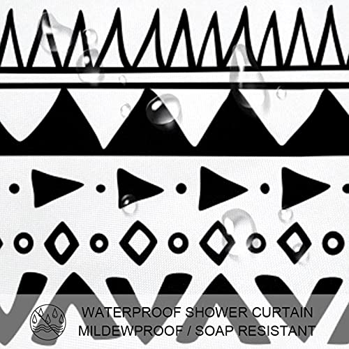 Rideau de douche 167 x 182 cm textile ethnique géométrique moderne - 4