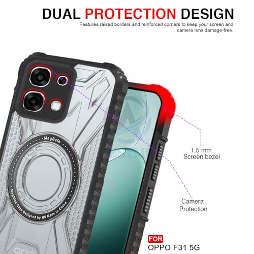 Image of AESTMO Hybrid Shockproof Back Cover Case for Oppo F31 / F33 5G Compatible with MagSafe | Hard Back Case Cover for Oppo F31 / F33 5G (PC & TPU, Translucent Back, Black Sides)