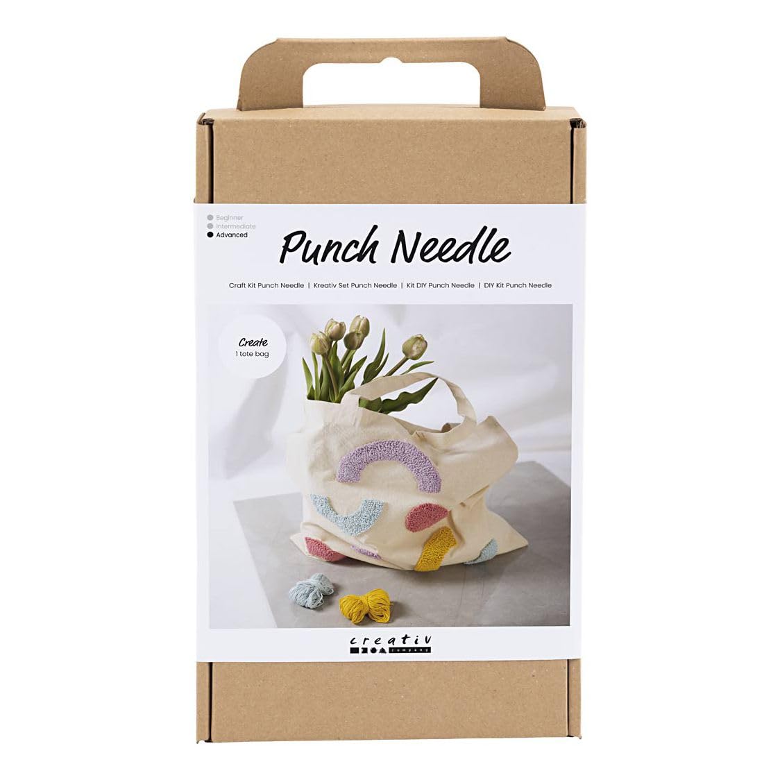 Craft Kit Punch Needle, Pastel Colours, Tote Bag, 1 Pack