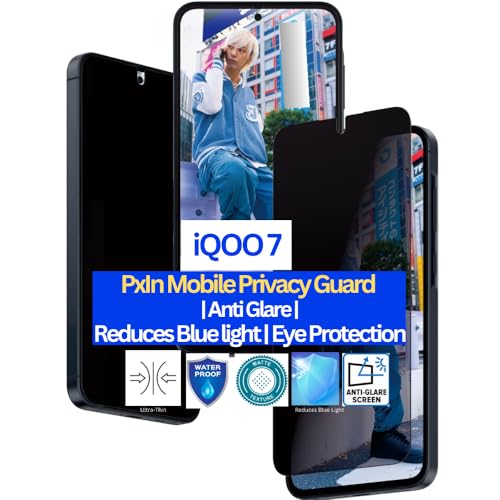 Image of Pxin Mobile Privacy Guard for iQOO 7 | Mobile Privacy screen protector | Anti Glare | Anti Spy Screen Protector | Reduces blue light | Self healing guard from scratches | Eye Protection