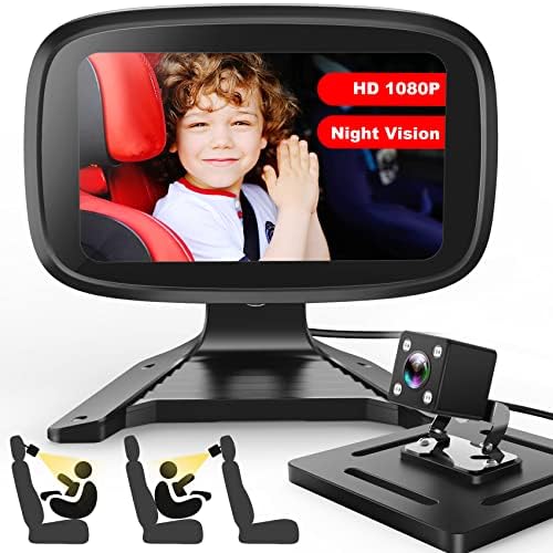Baby Car Camera HD 1080P Clear Night Vision 4.3'' Rear Facing Car Seat Mirrors with Reusable Sucker Bracket, Car Backseat Camera for Baby