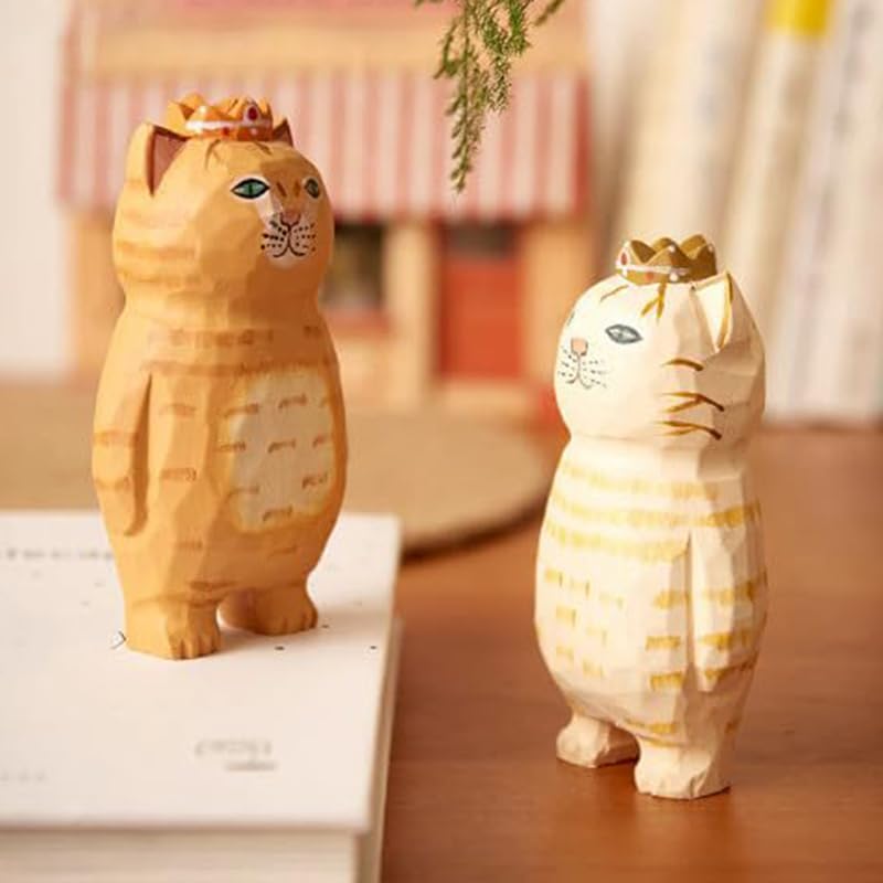 Amazon.co.jp: 木彫りの猫インテリア 置物 木製 彫刻 オブジェ 可愛い