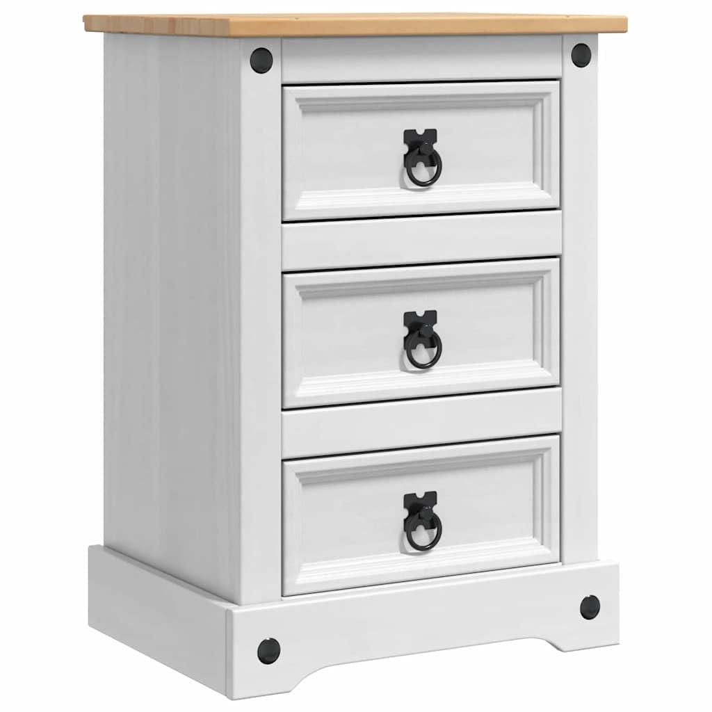 Table de chevet blanc en pin massif stable et durable style contemporain