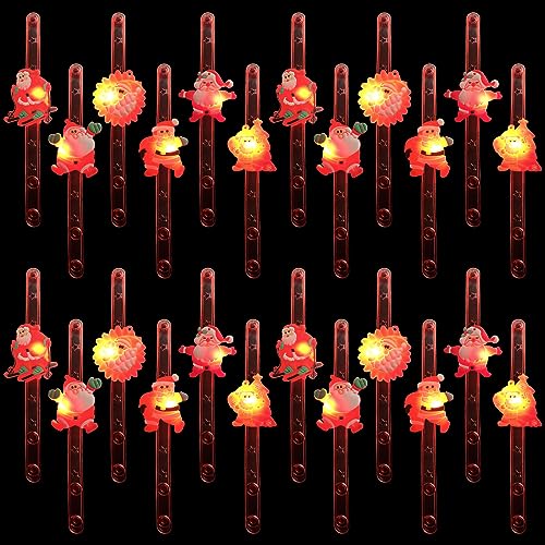 TSLBW 24 Pulseras LED Intermitentes de Navidad - Juguete de Fiesta - Bolsa de Relleno para Niños - Favores (Estilo Aleatorio), Plástico
