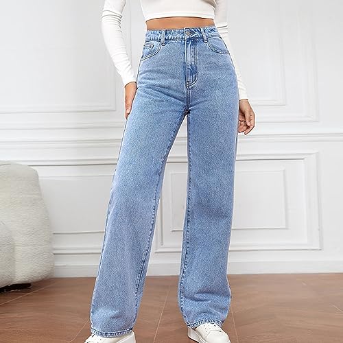 Womens Jeans High Waisted Straight Leg Pants Loose Stretchy Wide Leg Jeans with Pockets Casual Trendy Trousers2
