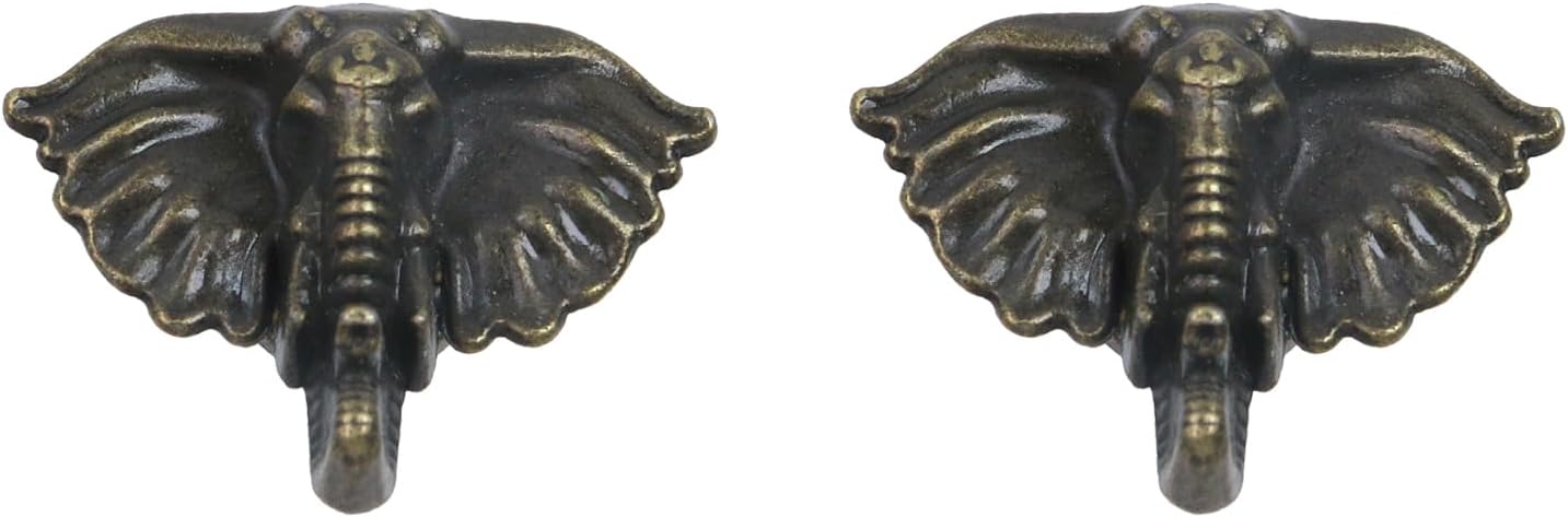 20PCS Cabinet Knobs Drawer Pull Bronze Single Hole Pulls for Kitchen Bathroom Dressers Closets Zinc Alloy Vintage Decorative Elephant Shape
