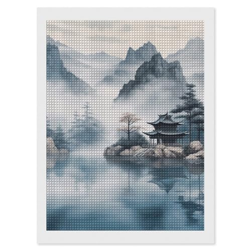 Peinture diamant paysage asiatique 5D art perles carrées adulte et débutant