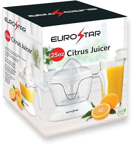 Miniatura 5 de EUROSTAR Exprimidor eléctrico de cítricos de 25 oz, color blanco