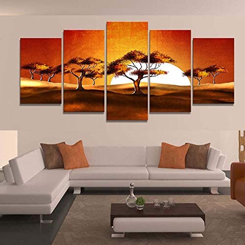Toile coucher de soleil grand arbre idée cadeau originale salon et bureau
