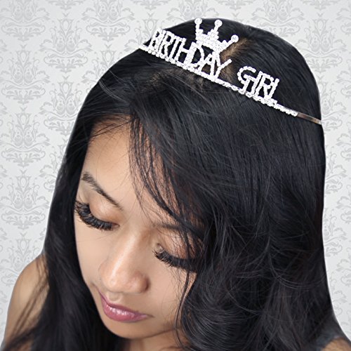 Birthday Girl Crystal Rhinestone Front Crown Tiara Headband For Birthday Family Photo #TOP2