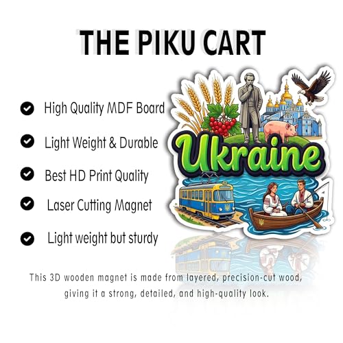 Image of Ukraine Fridge Magnet | Premium Engineered Wood & Precision Lasercut Design | Travel Souvenir for Home Kitchen Locker Decor & Gifting | Multicolor
