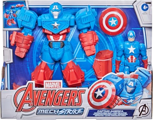 Hasbro Marvel Avengers - Figura Mech Strike de súper héroe de 20 cm - Capitán América con Armadura Definitiva - Edad: 4+