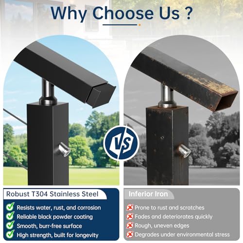 Image of 12FT Black Stainless Steel Cable Railing Handrail with POM Connector | 4 Pack Rectangular Cuttable Handrail, 2-3 /8 inchx1-3 /16 inch Flat Top Hand Railing, Deck Handrail for Indoor Outdoor Railing System