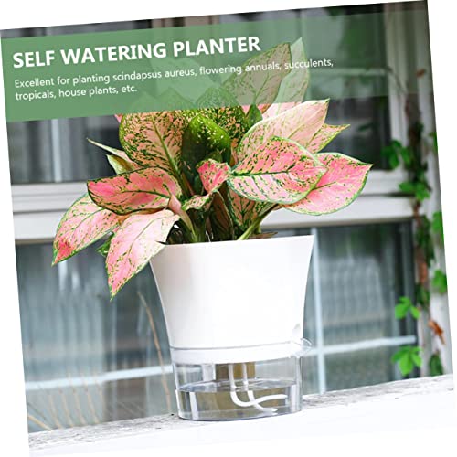 Bebemoko 9OX001ER26N332IOY8ZE0 Automatic Water Absorbent Pot Plants Pots Automatic Watering Planters Wicking Container Plant Pot Pots With Wick Self Watering Pot Plastic White thumb #5